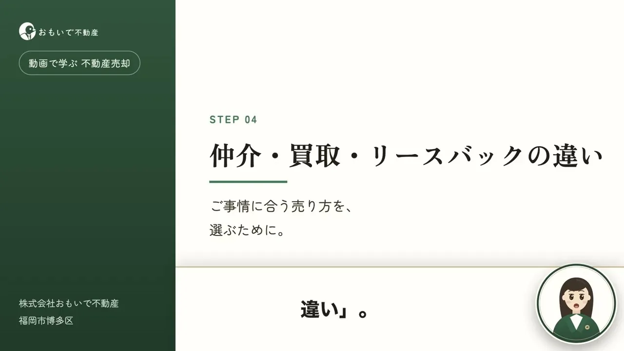 STEP04 仲介・買取・リースバックの違い