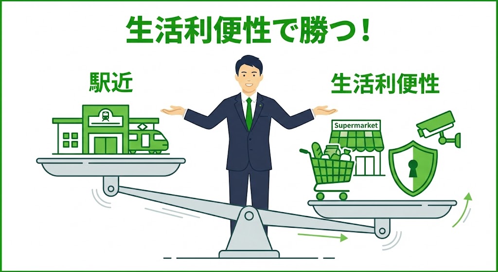 徒歩10分圏内のマンション売却における差別化ポイント（スーパー、学校、管理体制）
