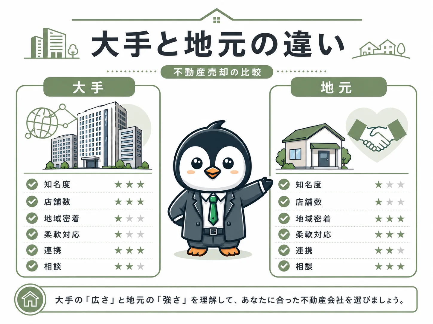 博多区吉塚の不動産売却における大手企業と地元企業の強み比較