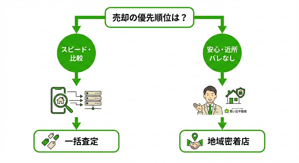 一括査定サイトと地域密着店の相性診断チャート