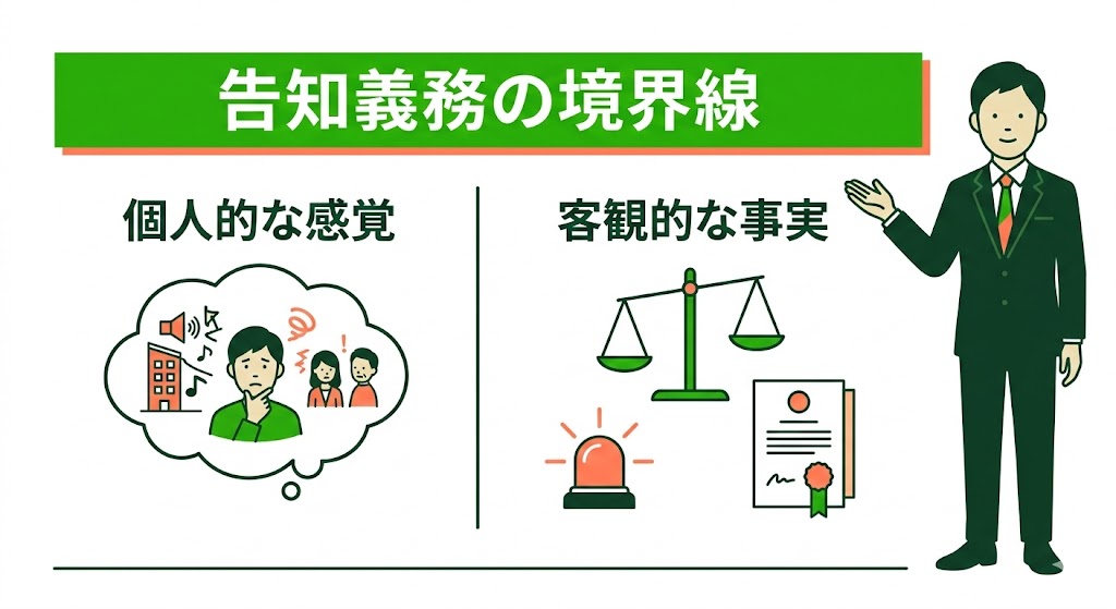 マンション売却時のトラブル告知義務における境界線（個人的な不満と客観的事実）